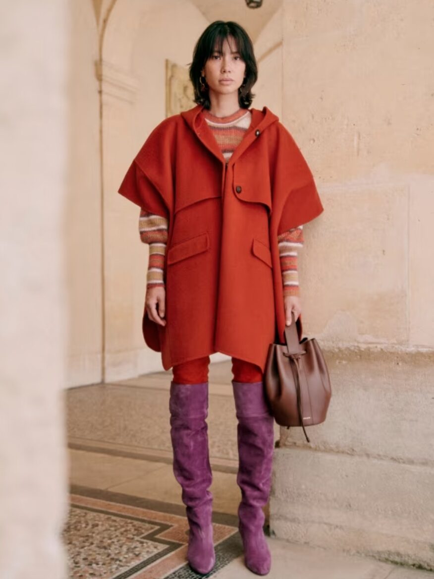 A model wearing sustainable boots from Sézane