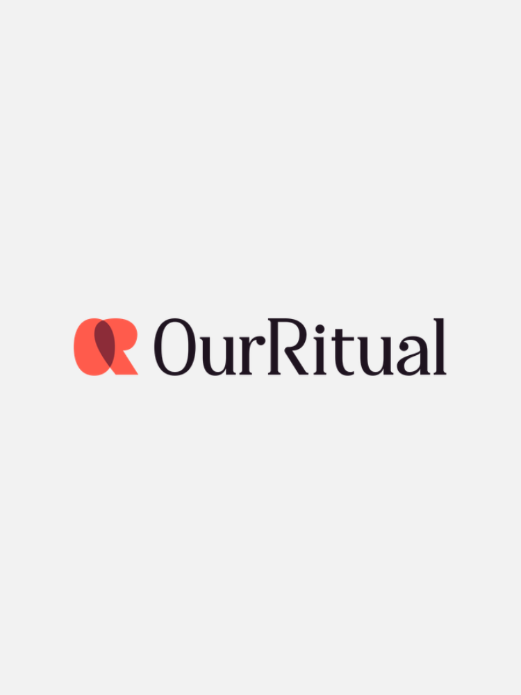 Logo featuring the text "OurRitual" in black with a red and orange intertwined design on the left.